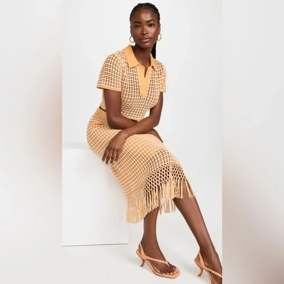 Derek Lam Knit Crop Polo and Fringe Skirt - Picture 1 of 12